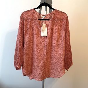 Joie Javeth Cinnamon Silk Blouse Top M